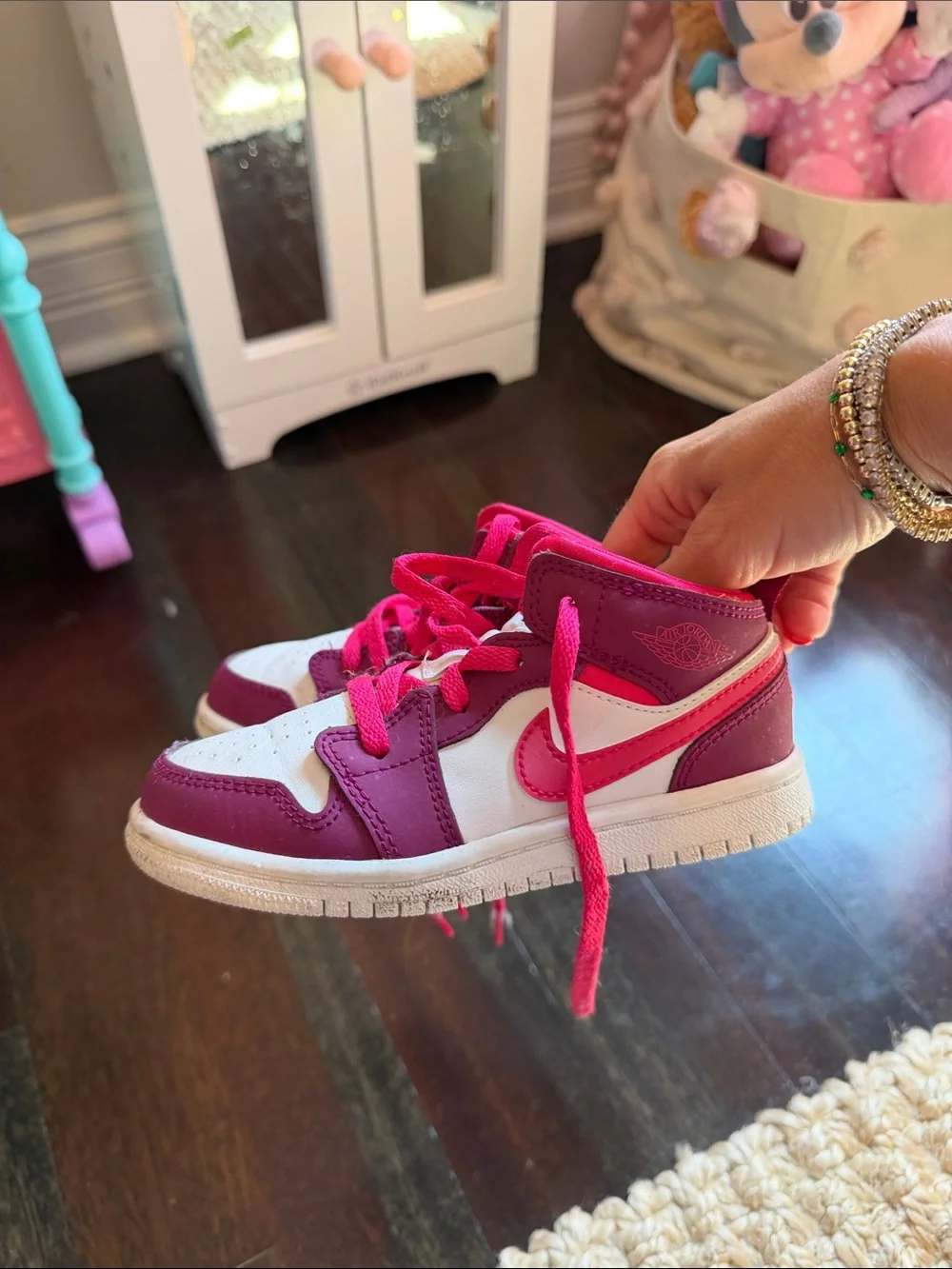Nike Kids White and Pink High-Top Sneakers